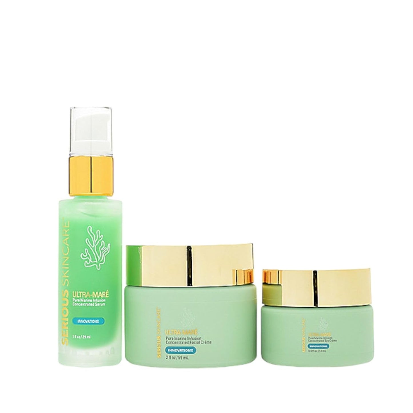 Serious Skincare Ultra-Mare Pure Marine Infusion Trio â Ultra-Mare Serum 1 oz, Ultra-Mare Facial Cream 2 oz. & Ultra-Mare Eye Cream .5 oz â Anti-Aging â Algae and Plankton extracts
