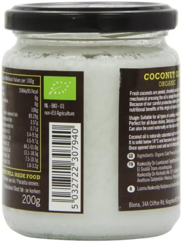 Biona Organic Raw Virgin Coconut Oil 200g-2 Pack