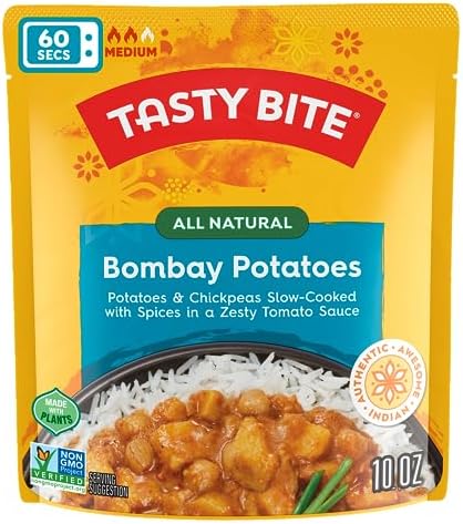 Tasty Bite Indian Bombay Potatoes, Microwaveable Ready to Eat Entrée, 10 Ounce (Pack of 6)