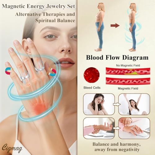 9X Copper Rings for Women, with Powerful Magnets, Adjustable Solid Pure Copper (Silver Matte & Fishtail)