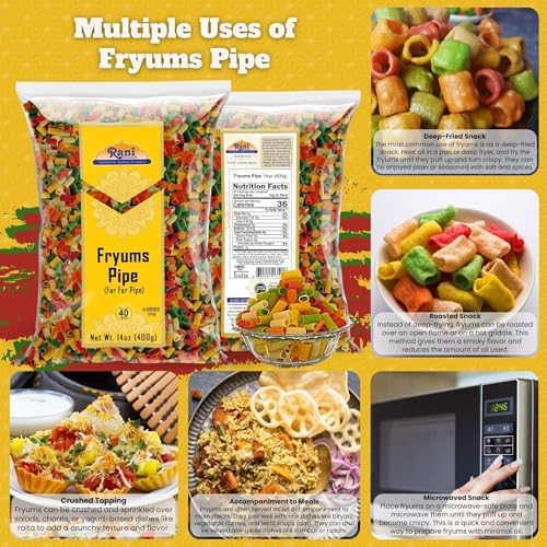Rani Far Far / Fryums (Wheat & Tapioca Pellet) Round/Pipe Shape 14oz (400g) ~ Vegan, Uncooked, Used to Make Papad, Bhungra / Chip Snack