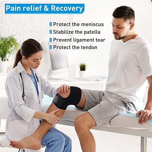 HUETIDE Knee Brace for Knee Pain Women and Men Patellar Tendon Support Strap,Adjustable Neoprene Knee Support Stabilizer for Meniscus Tear,Arthritis,Running,Workout,Sports,Large