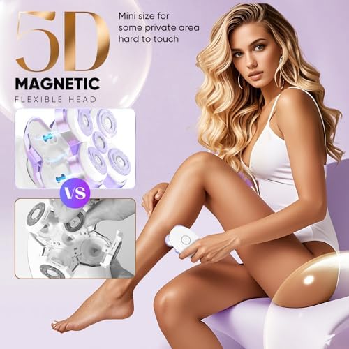 Electric Razors for Women - Upgraded Electric Shaver for Women with Magnetic Heads, Rotary Hair Remover Kit for Legs Bikini Face, Lady Trimmer for Sensitive Skin, Detachable and Waterproof, Lavender