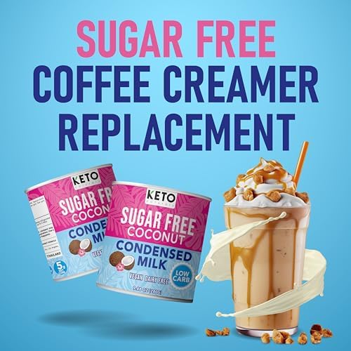 Keto Sugar Free Condensed Milk (6 Packs) Vegan Coconut Condensed Milk - Plant based milk, Vegan and Keto Friendly. Lower calories condensed coconut milk. 1-1 Replacement of regular condensed coconut milk