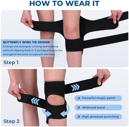 Spring-driven knee support,Knee Brace,Enhances joint assistance during stair climbing, squats, and daily activities - Ergonomic patella support with adjustable straps (Black)