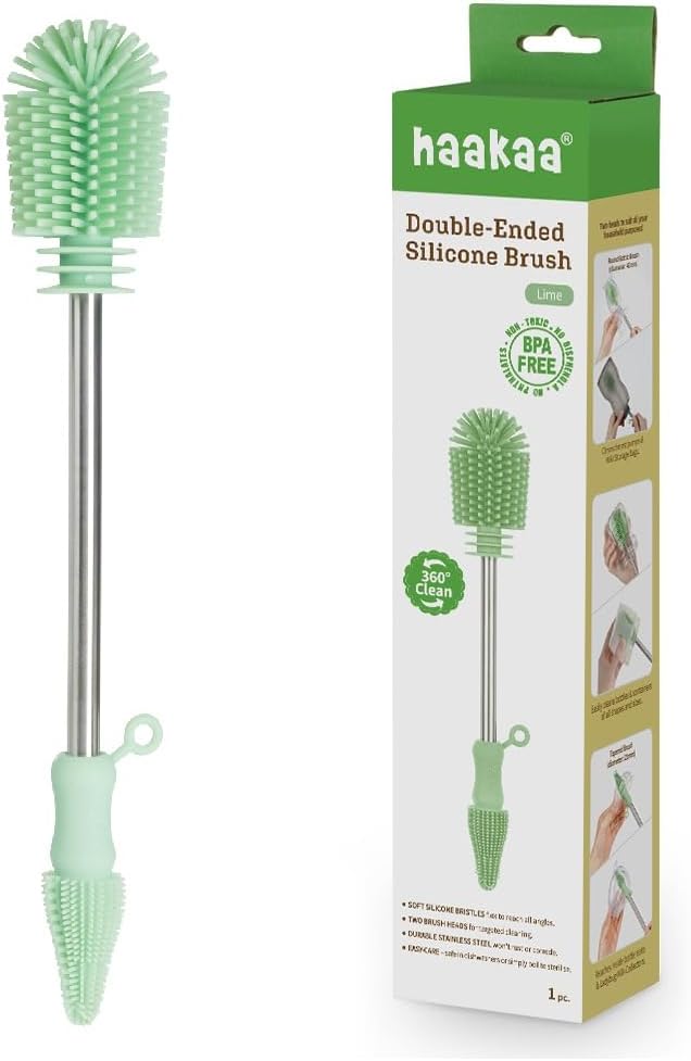 Haakaa Silicone Cleaning Brush â Household Cleaning Brushes for Bottles and Crevices â Food-Grade Silicone: Dishwasher Safe