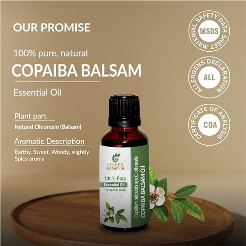 Essential Oils 4oz - 100% Pure and Natural - Therapeutic Grade Oil - Huge 4 Fluid Ounces Bottle with Premium Glass Dropper (Copaiba Balsam Oil)