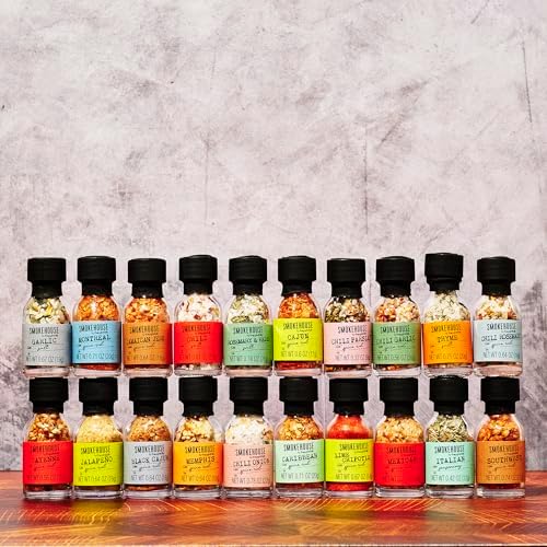 Grilling Spice Set Gift, 20 Mini BBQ Rubs & Seasonings Variety Pack, Grill Seasoning Sampler for BBQ, Smoker, Steak, Chicken Burgers, Smokehouse by Thoughtfully - Gift Set for Men, Dad, Father's Day