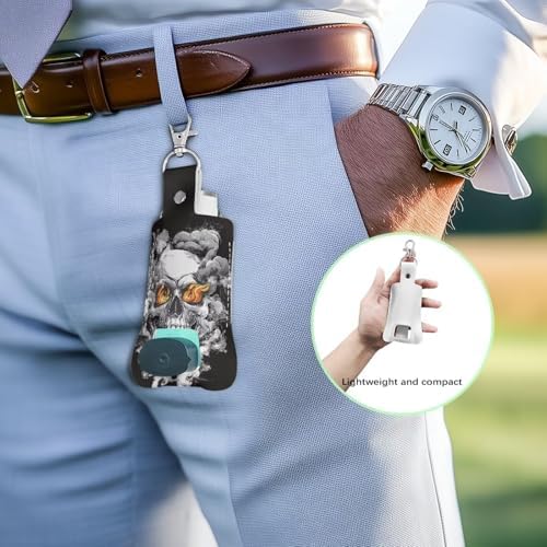 Inhaler Storage Case,Inhaler Keychains Holder with Metal Buckle for Daily Use,School,Hiking,Travel, Inhaler Not Included,Skull Smoking