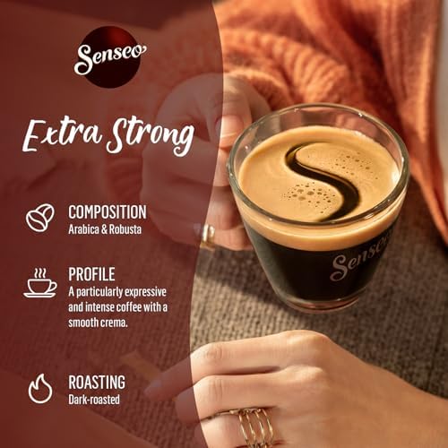 Senseo Extra Strong Coffee Pods – 48 Count (1 Pack) – Dark Roast with Intense & Bold Flavor and Rich Crema – Single-Serve Coffee Pads Compatible PeleCom Machines