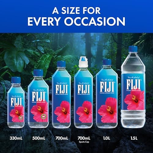 FIJI Natural Artesian Water 330 mL / 11.15 Fl Ounce Bottle (Pack of 6) - 100% Recycled Plastic