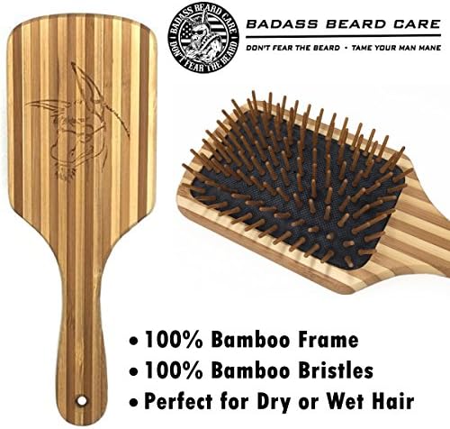 Badass Beard Care Wood Bristle Beard Brush For Men - Anti-static, 100% Bamboo & Light Weight
