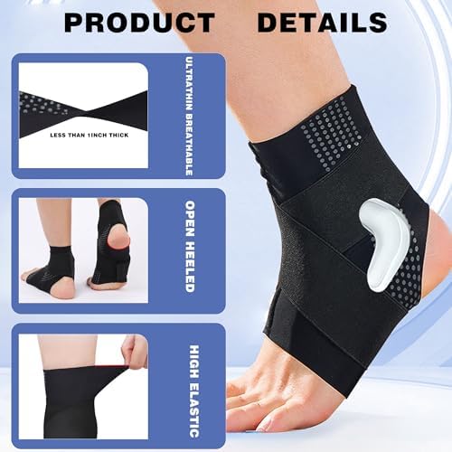 Upgraded Ankle Brace, Ankle Sprain, Tendonitis and Arthritis Foot Brace, Adjustable Breathable Compression Ankle Brace, Ankle Support Stabilizer Wrap (Men's 5-7/Women's 6-8)