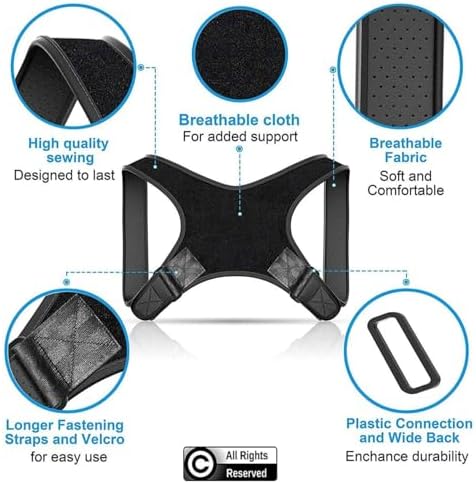 Adjustable Posture Corrector Brace for Men – Universal Fit Upper Back, Shoulder & Clavicle Support, Helps Improve Posture & Relieve Neck, Shoulder & Back Pain (Patented Design)