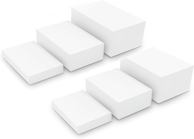 6 Pack White Buffet Food Risers, Step 12â 11â10â Large Size Acrylic Cube Box Display for Dessert Food Drink Collectibles Jewelry Figures, Display Stands for Retail Vendor Events,5 Side, Rectangle
