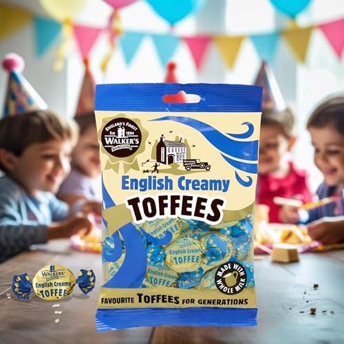Walkers Nonsuch English Creamy Toffees Bag 5.29 Oz (Pack of 6) – Traditional British Butter Toffee Candy with Whole Milk, Individually Twist-Wrapped Chewy Sweets, Old-Fashioned Gourmet Treat from UK