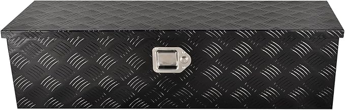 39''Inch Aluminum Truck Tool Box Truck Bed Toolbox Truck Trailer Chest Box Trailer Underbody Storage Organizer Waterproof Square Storage Organizer w/Lock & Keys Black(â39" Lx13 Wx10 H)