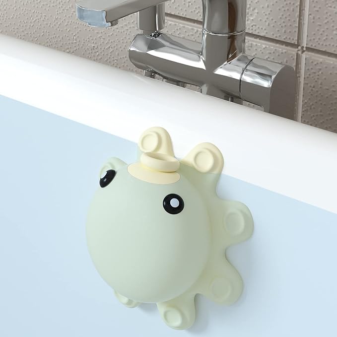 Bathtub Overflow Drain Cover Tub - tub Overflow Drain Cover, Soak Bath Overflow Drain Cover, Bathroom Spa Accessories, Adds Inches of Water for Deeper Bath (Silicone, Creamy-White)