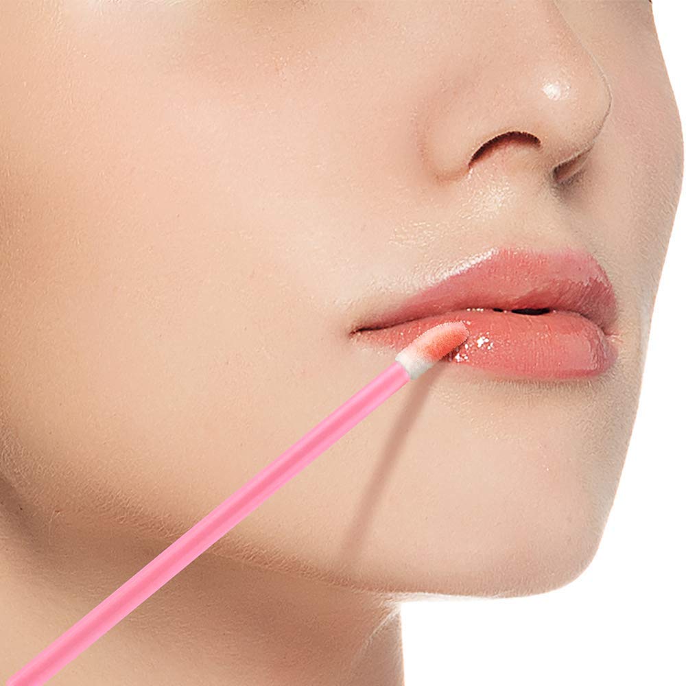 100PCS Lip Gloss Applicators, Disposable Lip Brushes Lip Gloss Applicators Lipstick Gloss Wands Applicator Perfect Makeup Tool Kits (Baby Pink)