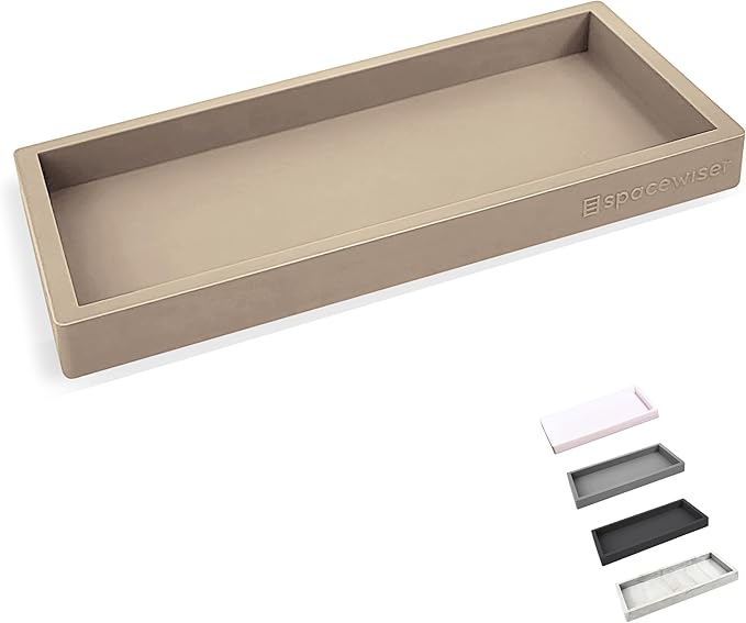 Countertop and Vanity Tray - Small 7.7â Silicone Tray for Soap Dispenser Bottles, Bathroom Trays, Kitchen Sink Trays, Sink Caddy Kitchen Sinks Organizer, Soap Dish & Sponge Holder Mat