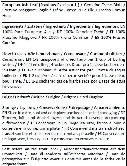 Herba Organica - European Ash Leaf - Fraxinus excelsior L - Herbal Tea (100g)
