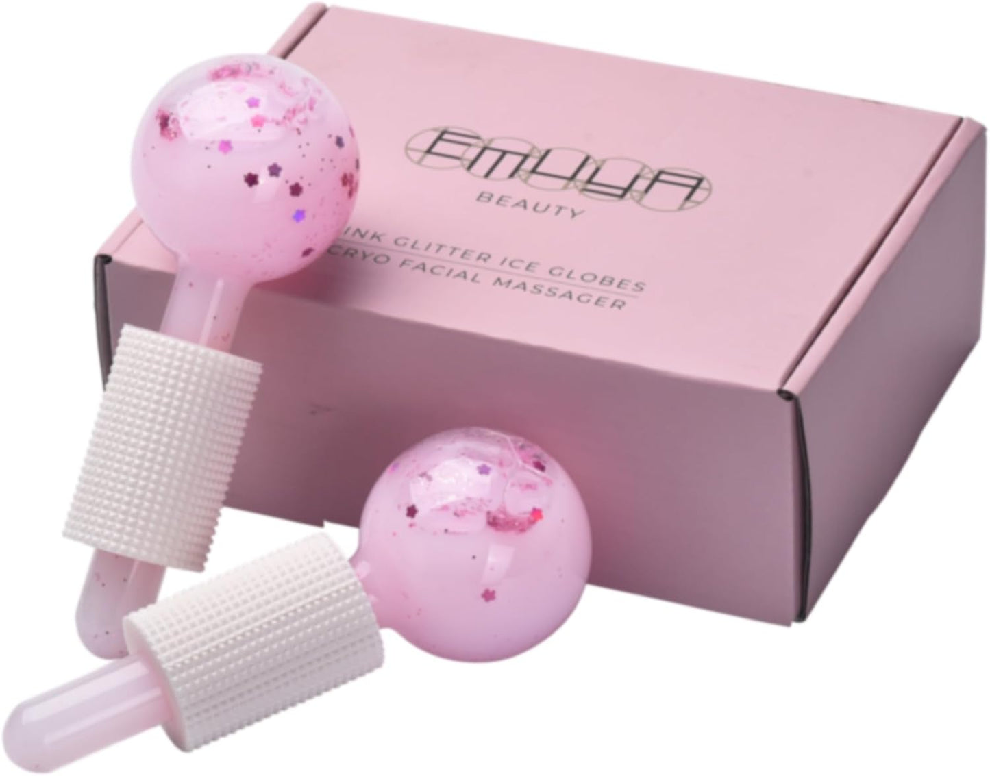 Ice Globes for Facials â Facial Tools for Face & Eye Puffiness Relief, Cool Skincare Cryo Tools - Pink Drink Glitter