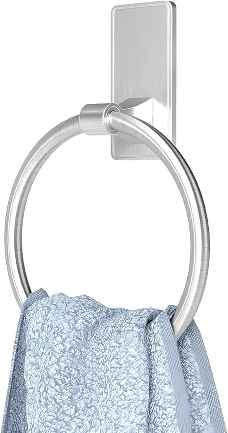 Towel Ring, SUS304 Hand Towel Holder for Bathroomï¼Adhesive Towel Holder Bathroom Towel Hanger for Bathroom, Kitchen, Brushed Nickel