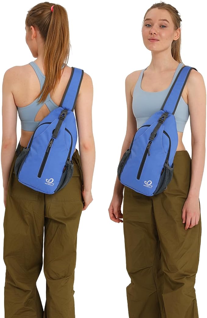 WATERFLY Crossbody Sling Backpack Sling Bag Travel Hiking Chest Bag Daypack