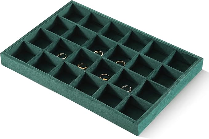 Earrings Organizer For Women, Velvet Jewelry Traysï¼Premium Rock Organizer,Luxury Earring Storage,Green Earring Case