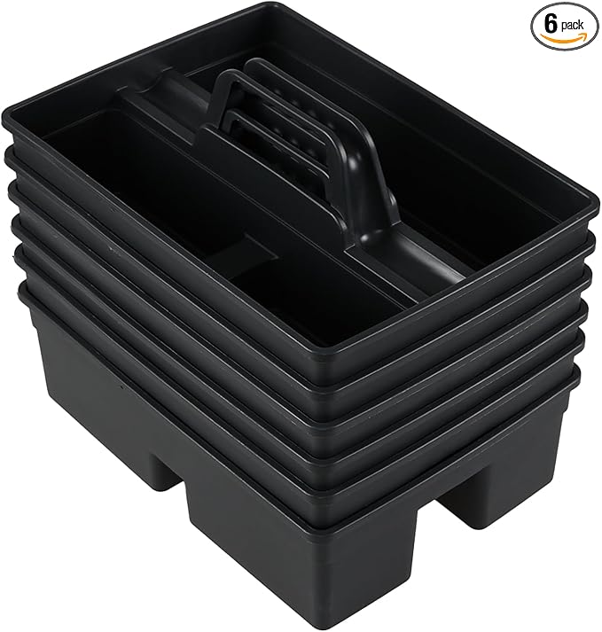 Asking 6 Pack Plastic Cleaning Caddy Organizer with Handle, Plastic Carry Caddy for Cleaning Supplies, Gray