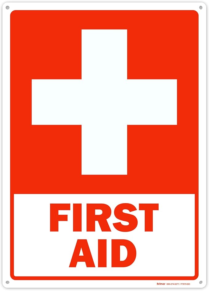 Brimar - 10 x 14" - First Aid Sign - .040â³ Rust-Free Aluminum - Standard Size - Easy Installation