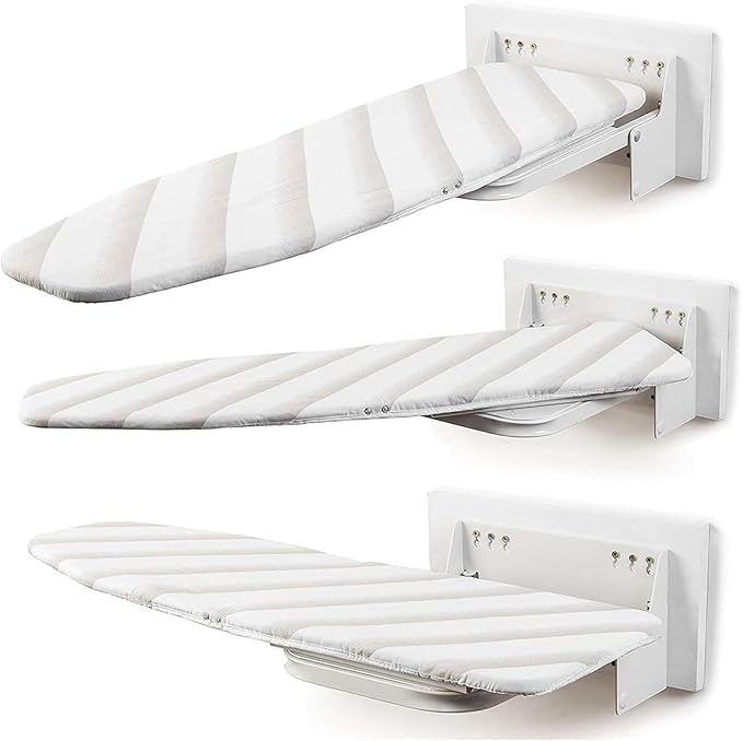 uyoyous Heavy Duty Wall Mounted Ironing Board 37x13 Inch, Foldable Space-Saving Ironing Holder with Heat Resistant Cover, Perfect for Small Spaces, Home & Laundry Room