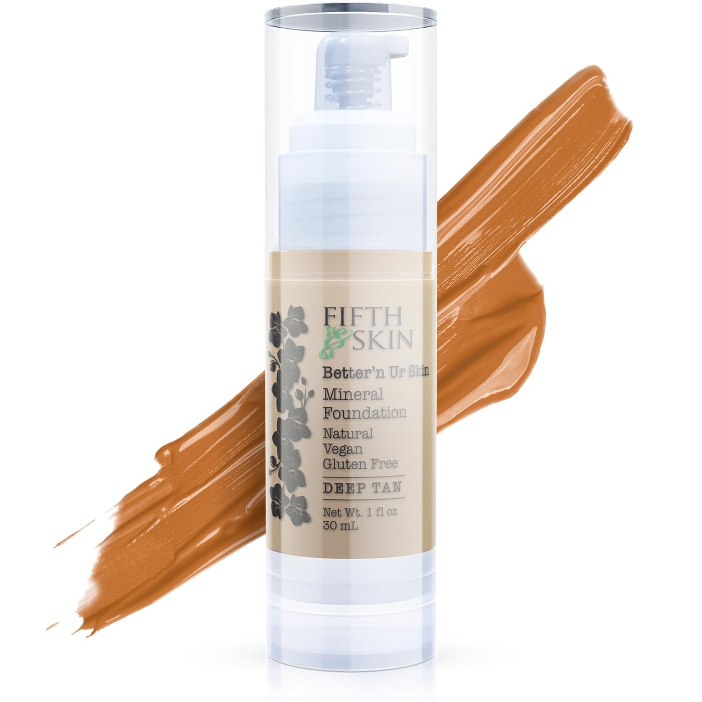 Fifth & Skin: Betterân Ur Skin Liquid Foundation (DEEP TAN) - Natural, Organic, Vegan, Cruelty-Free - Gluten-Free Beauty with Buildable Coverage and Palm-Free Luxury - 1 oz