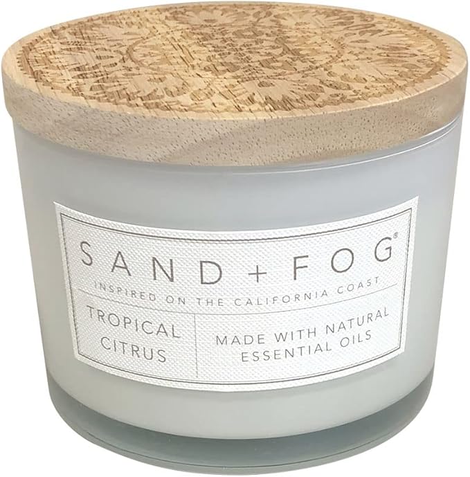 Sand + Fog Scented Candle - Tropical Citrus - Additional Scents and Sizes â 100% Cotton Lead-Free Wick - Luxury Air Freshening Jar Candles - Perfect Home Decor â 12 oz