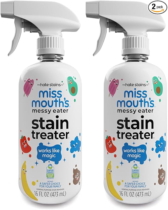 Miss Mouthâs Messy Eater Stain Treater Spray - Stain Remover - Newborn & Baby Essentials - 2-Pack of 16oz Stain Remover