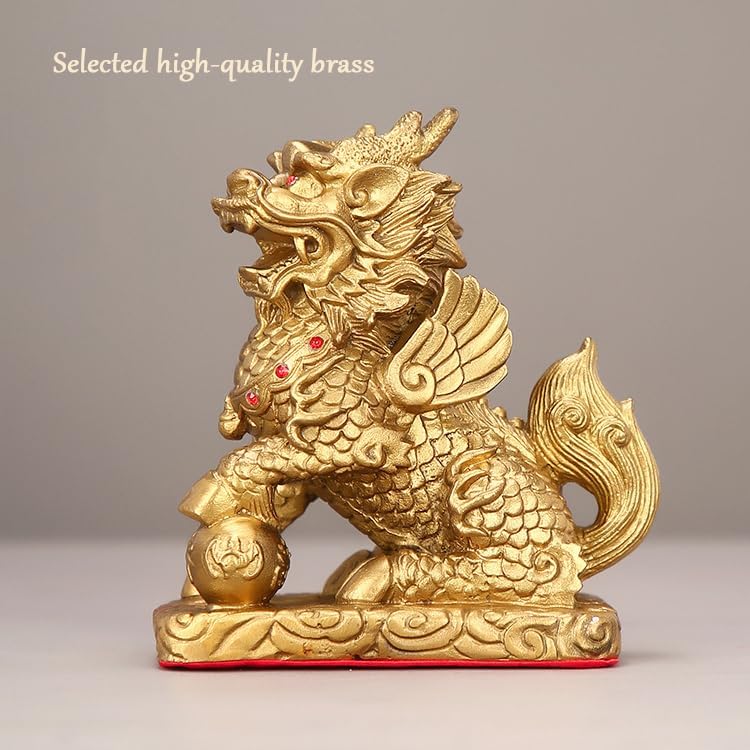 NIBHZ Wealth-Enhancing Bronze Qilin Ornaments, a Pair of Brass Qilin, for Home use, Bringing Good Fortune and Protection to The Home,A Pair,9.8 in