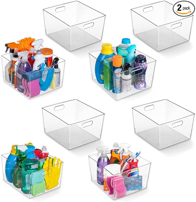 ClearSpace Clear Plastic Storage Bins â XL 8 Pack Perfect Kitchen or Pantry Organization Fridge Organizer and Storage Bins, Cabinet Organizers