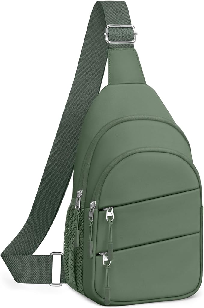 Tuwubi Crossbody Bags for Women, Sling Bag for Men, Small Hiking Backpack Anti Theft Lightweight for Outdoors Travel ï¼L, Sage Greenï¼