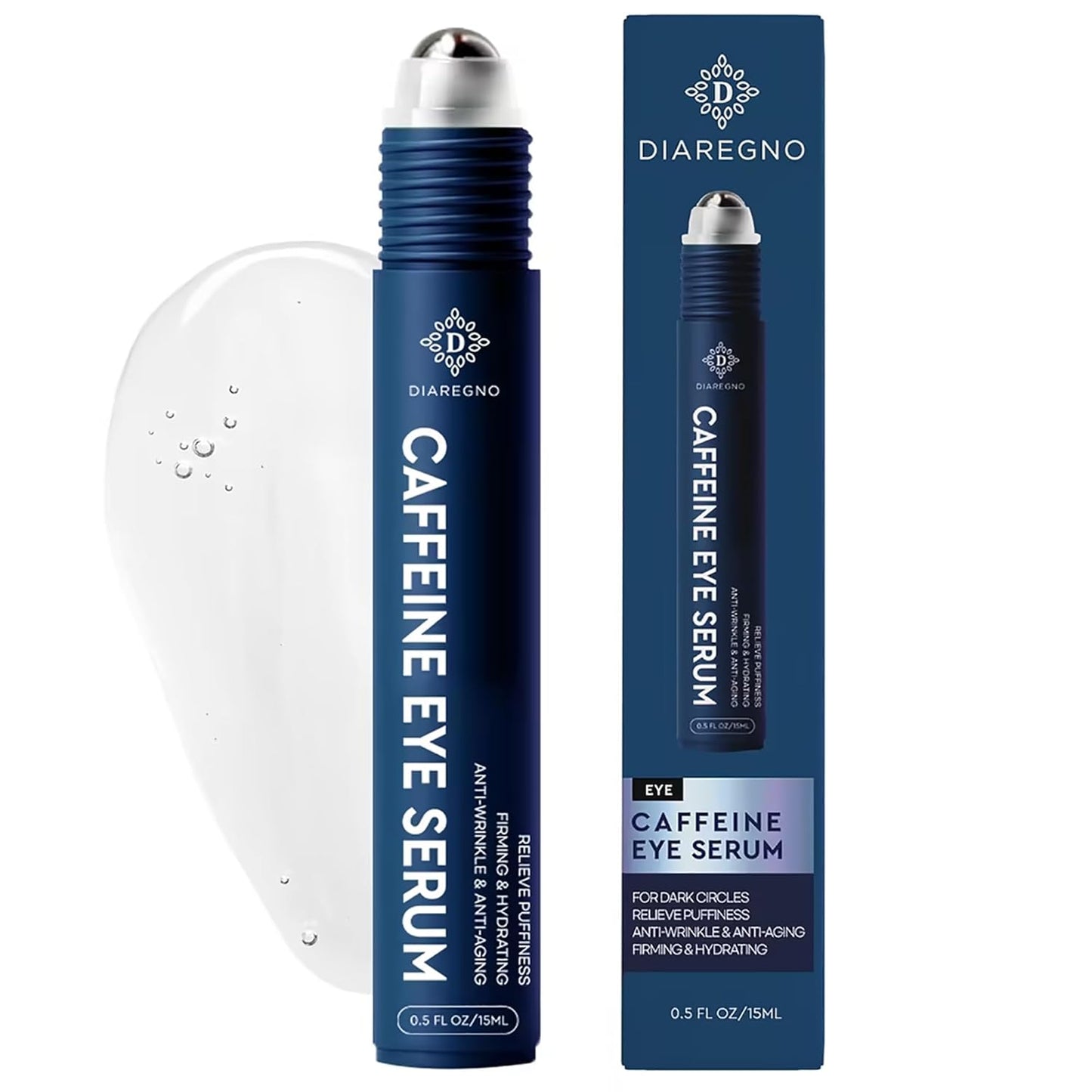 Caffeine eye cream for dark circles: Under eye serum for puffiness â with cooling roller for wrinkles
