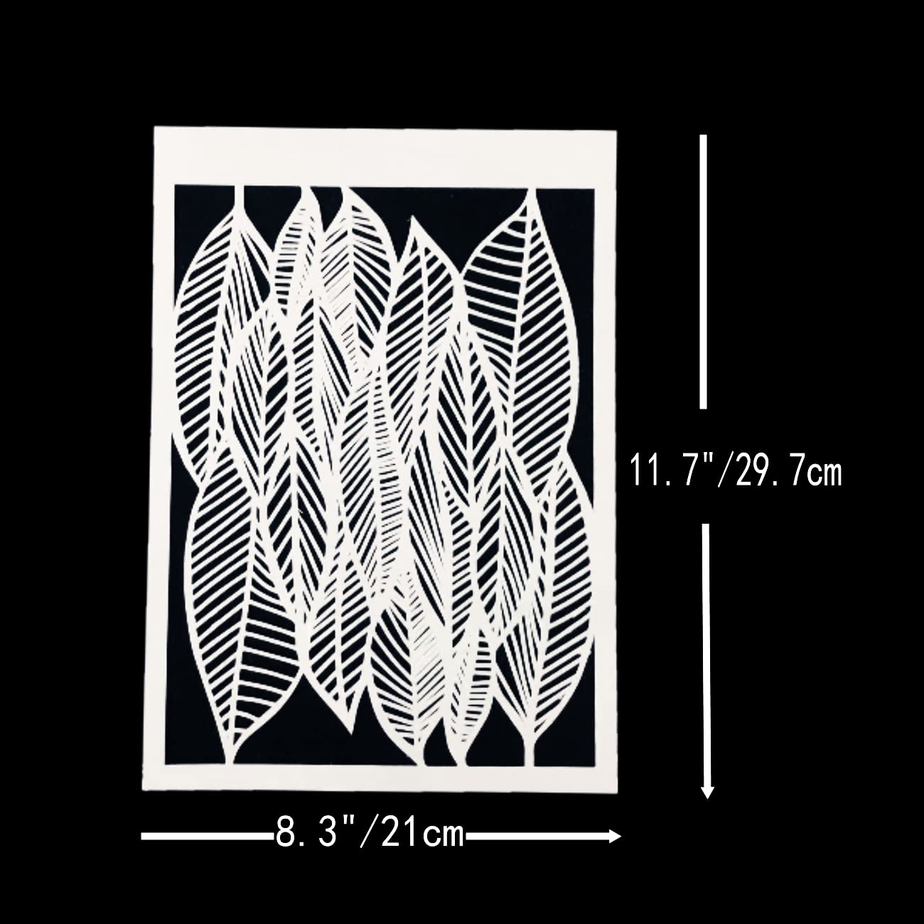 TIAMECH 6 Pcs A4 Reusable Geometric Stencils for Painting - Hollow Leaves & Abstract Curve Lines Texture Layering Templates, DIY Wall Art, Furniture, Scrapbook & Crafts