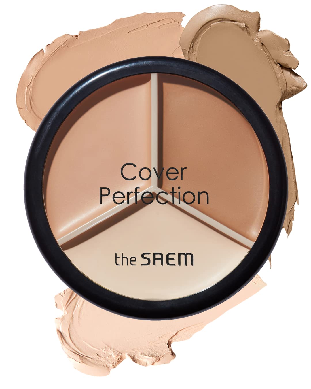 THESAEM Cover Perfection Triple Pot Concealer â 3 Color Concealer with Full Coverage Natural Beige Shade Covers Blemishes Spots, Highlighter & Contouring, 02 Contour Beige