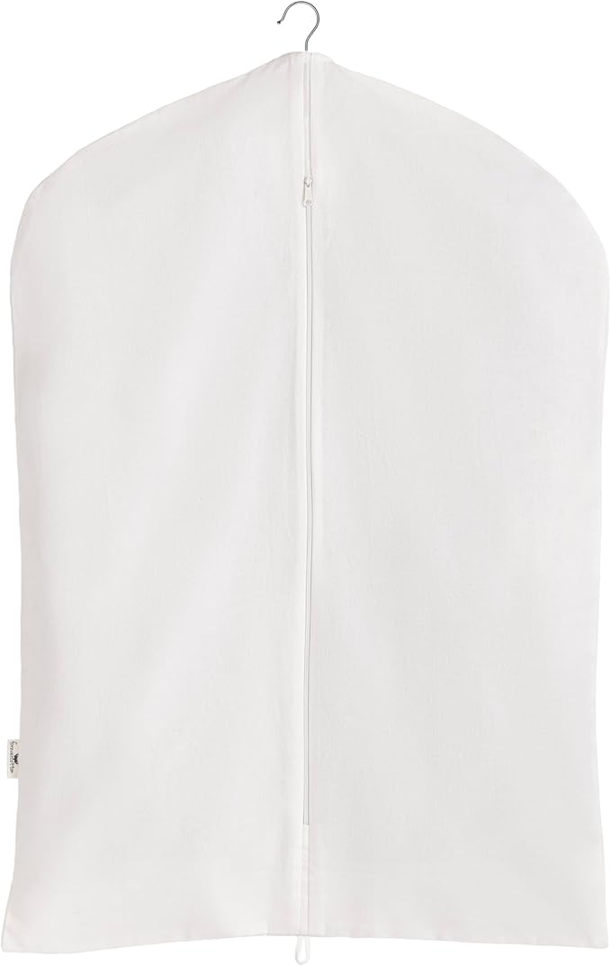 Garment Bag for Hanging Clothes – Organic Cotton Suit & Coat Cover with Zipper | Breathable Closet Organizer for Travel & Storage (X-Large (24"x60"), Black)