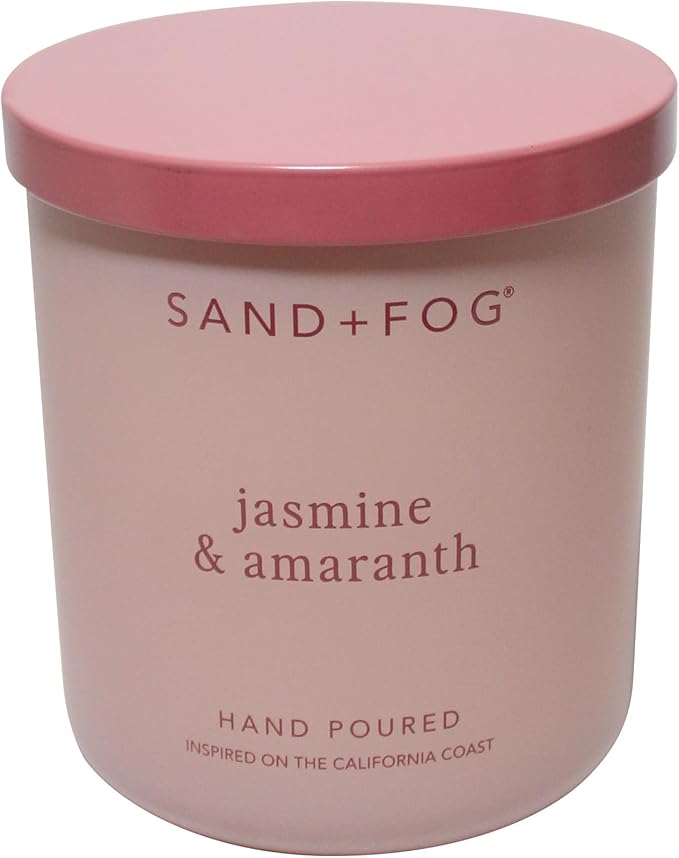 Sand + Fog Scented Candle - Jasmine Amaranth â Additional Scents and Sizes â 100% Cotton Lead-Free Wick - Luxury Air Freshening Jar Candles - Perfect Home Decor â 10oz