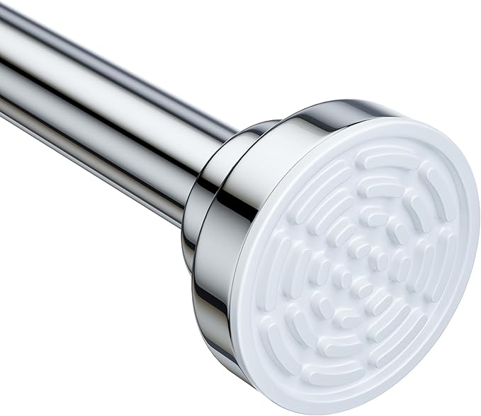 Ausemku Shower Curtain Rod - 32-104 Inch Rustproof Tension Rod, Non-Slip Spring Design, No Drilling Adjustable Curtain Rod for Bathroom, Kitchen, and Closetï¼Silverï¼