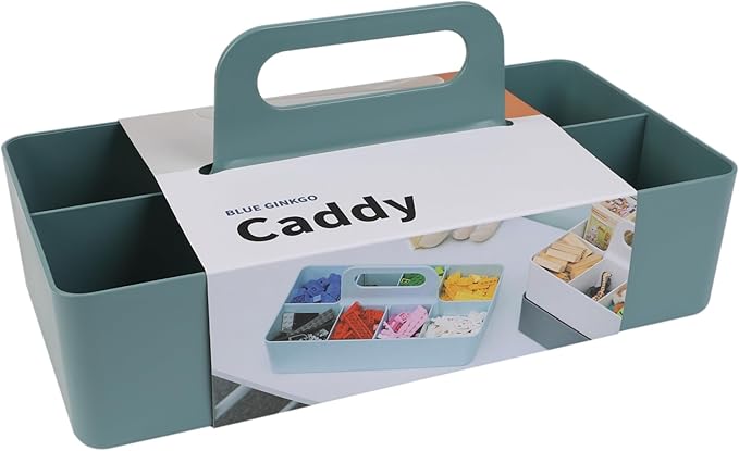 BLUE GINKGO Stackable Organizer Caddy â Korean-Made Portable Tote for Bathroom, Office, Crafts, or School Supplies (Long Rectangle, Green)