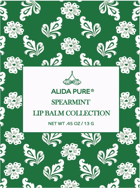 Spearmint Lip Balm Collection, Vegan Set, Beeswax Free, with Organic Jojoba and Avocado Oil, Vitamin E, Natural Moisturizer for Dry, Chapped Lips, 3 Tube Set