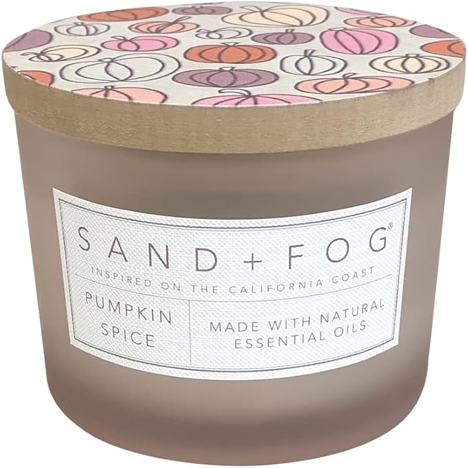 Sand + Fog Scented Candle - Pumpkin Spice â Additional Scents and Sizes â 100% Cotton Lead-Free Wick - Luxury Air Freshening Jar Candles - Perfect Home Decor â 12oz