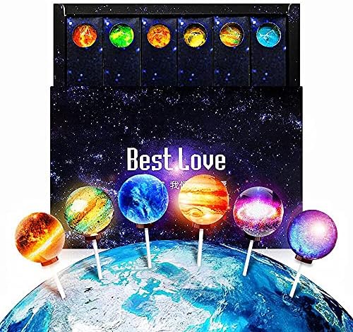Galaxy Lollipops Planet Designs, Space Candy, 10 Count Gift Packaged, Handcrafted, Nut, Gluten & Dairy Free, Very suitable as a gift for Valentine's Day(A)