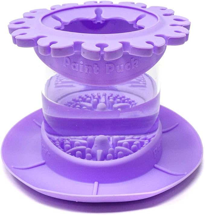 Paint Puck Ultimate Rinse Cup Paint Brush Cleaner (Purple, Mug) â Non-Spill Paint Water Cup & Brush Cleaner with Brush Holder, Squeegee Lips & Drip Tray for Acrylic, Watercolor & Art Supplies