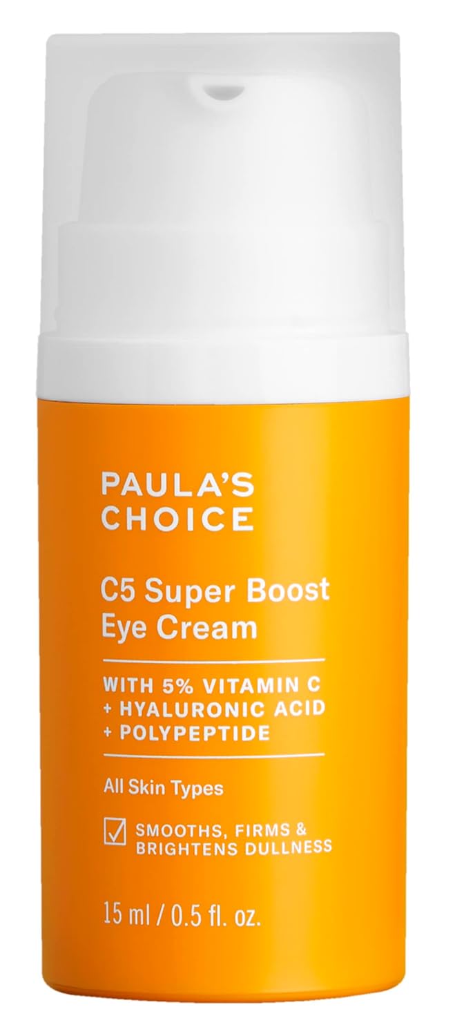 Paula's Choice C5 Super Boost Eye Cream with 5% Vitamin C, Hyaluronic Acid & Peptides, for Puffy Eyes, Dark Circles, Fine Lines & Crowâs Feet, 0.5 Fl Oz